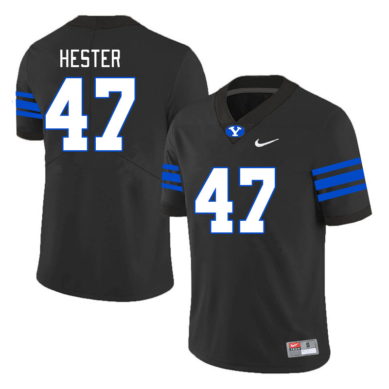 Men #47 Kyle Hester BYU Cougars College Football Jerseys Stitched-Black